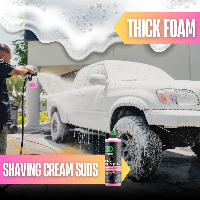 3D Pink Car Soap â€“ 1 Gallon |pH Neutral Car Wash Soap with High Suds & Cherry Scent | Scratch-Free, High Gloss Shine | Safe on Wax & Sealants | Weekly Car Care - Image 2